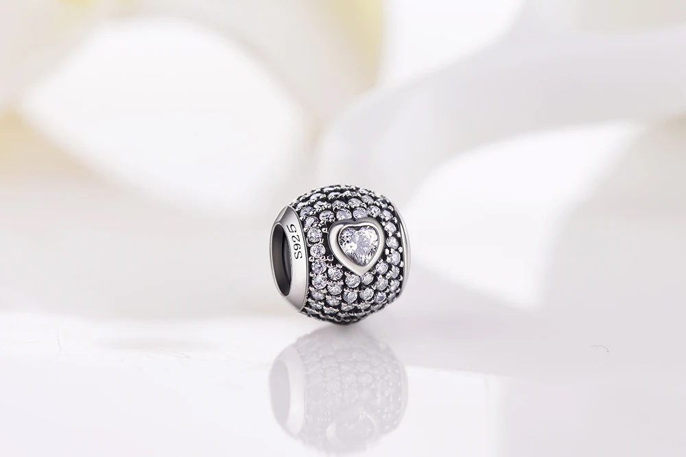 

Diy 925 Sterling Silver Beads Charms Charms with Love Big CZ Beads for Women Original Pandora Bracelets & Bangles Jewelry YBD323