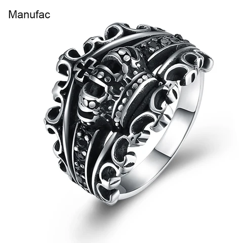 Черепа, кольцо байкера нержавеющая сталь Ювелирные изделия Классические панк 316L титановая сталь череп кольца для мужчин