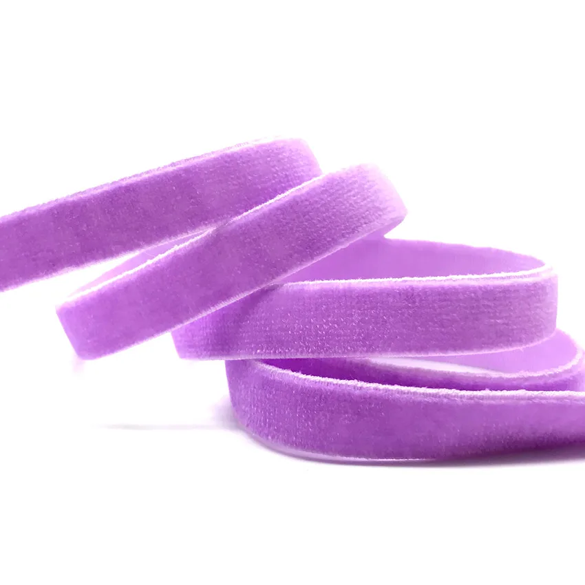 purple 10 ярдов 1 см Хорошее качество бархатная эластичная лента эластичная велюровая лента в рулоне 19 цветов для волос галстук подарочная упаковка вечерние украшения - Цвет: purple