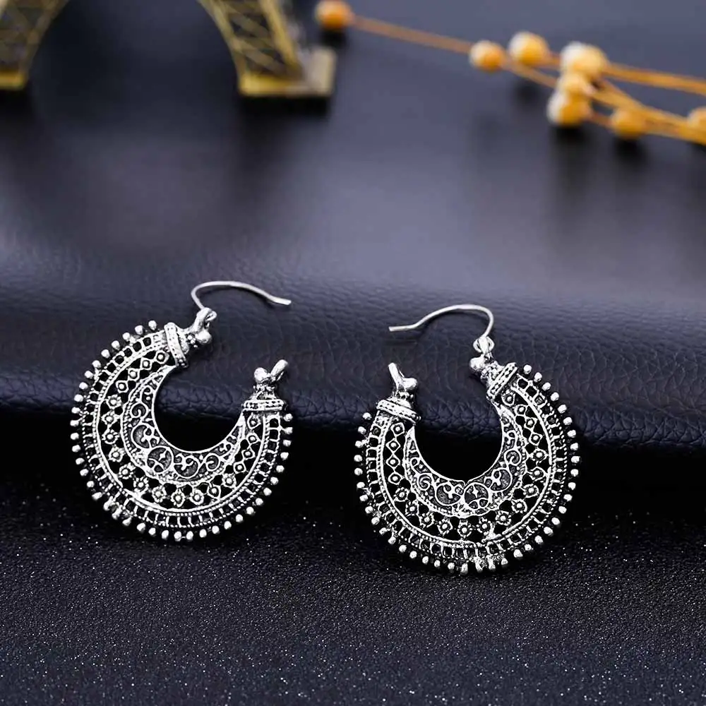 FAMSHIN 2017 старинные серебряные Цвет серьги для женщин Стиль аксессуары женские