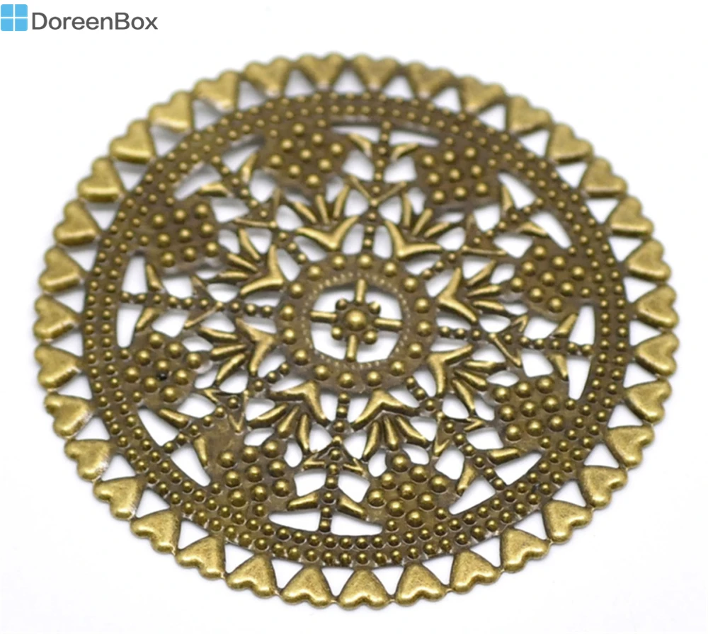 Doreen Box Lovely 20PCs с бронзовой филигранью под старину круглые розетки фоторозетки 6 см