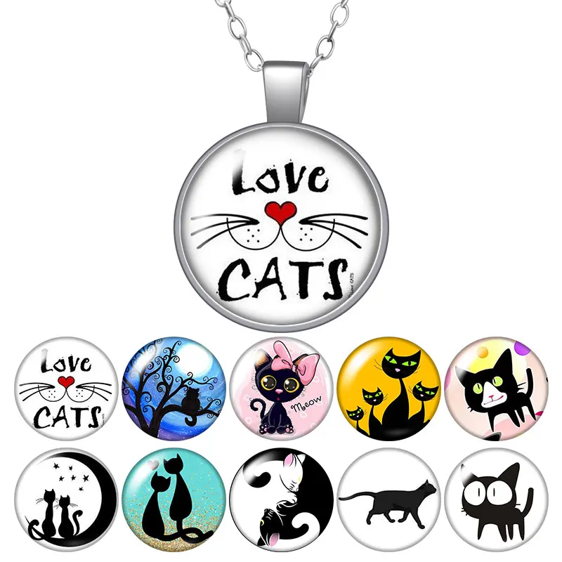 Модное красивое ожерелье с подвеской в виде мультяшных кошек влюбленных котов и
