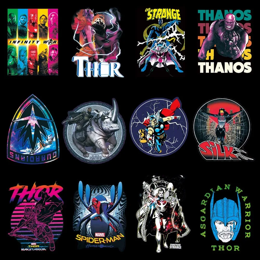 50/100 шт Marvele наклейки "Мстители" для ноутбука, автомобиля, холодильника, чемодана, гитары, мотоцикла, наклейка с велосипедом на стену, супергерой, аниме наклейка, упаковка