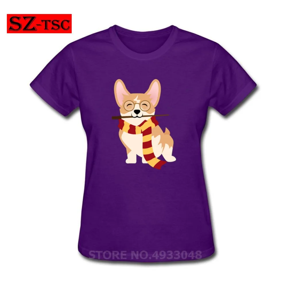 Летние женские футболки Potter Gryffin-Corg, Забавные футболки corgi Cosplay as Harry, футболка с коротким рукавом, топ с индивидуальным рисунком