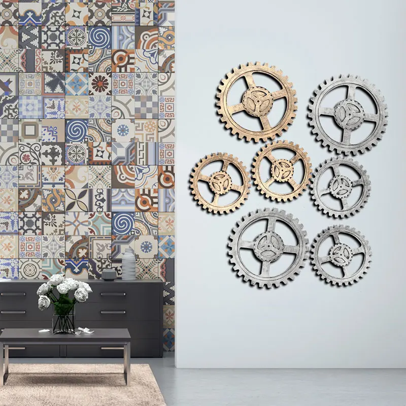 Один пирог Ретро шестерни бар Гриль наклейки на стену личность волос салон