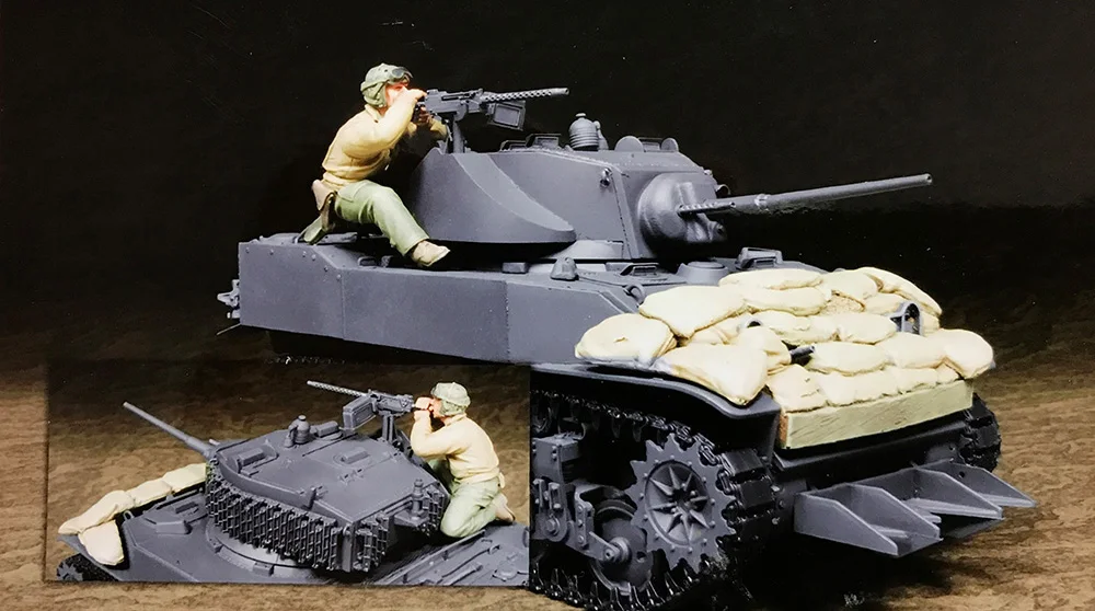 1/35 масштаб неокрашенные Смолы Рисунок US танкер для M5A1 с мешками песком не