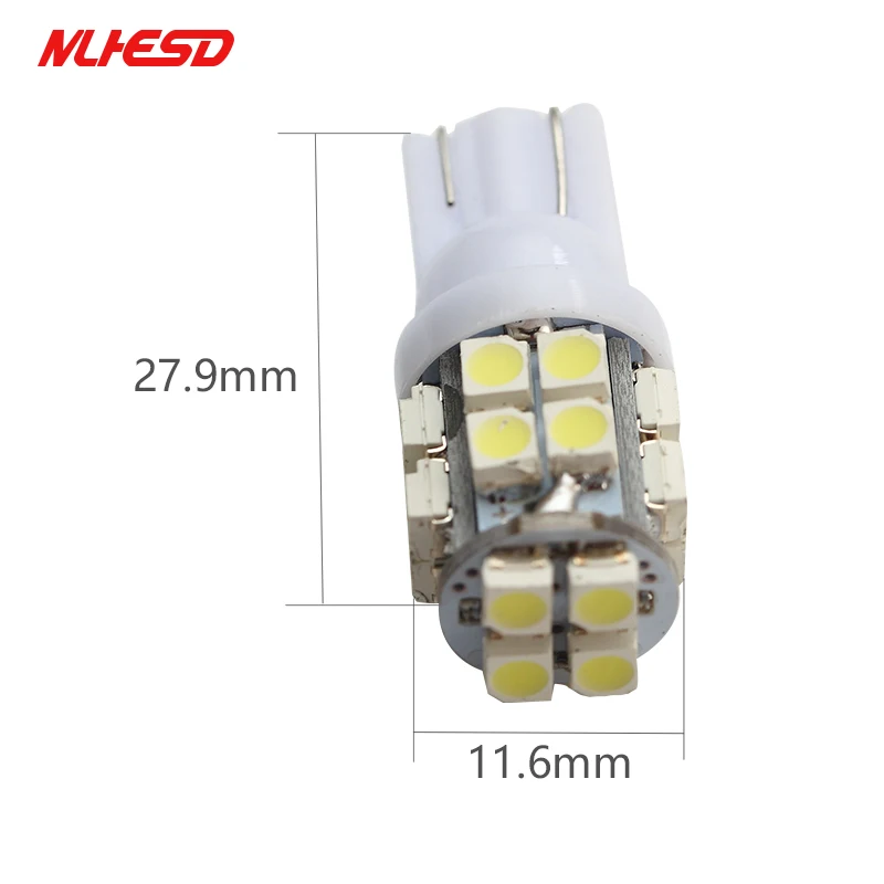 100pcs T10 1210 20SMD 20 Led white Car Wedge Light Smd 3528 W5W 194 168 Auto License Plate Clearance Lamp Reading Bulb DC 12v | Автомобили