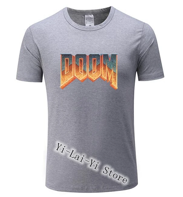 Мужская Дизайнерская футболка Doom Game men натуральный хлопок с коротким рукавом