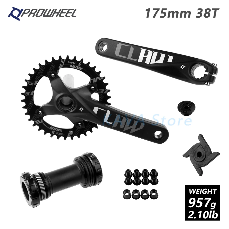 Горный велосипед MTB велосипедные рукоятки передняя Звездочка 104BCD звездочки 170/175 мм Звездочка Круглый 30/32/34/36/38T каретка BB кривошипно комплект - Цвет: 175 Black 38T and BB