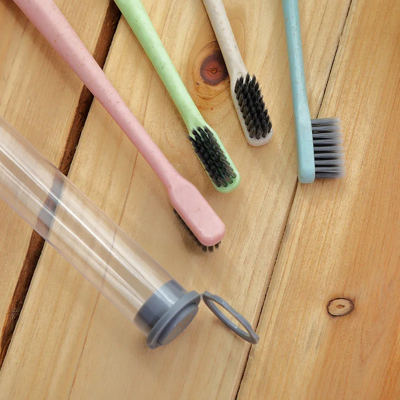 Экологичная 4 шт пшеничная соломенная зубная щетка мягкая тонкая наконечник с