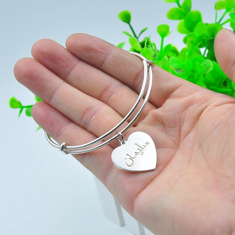 Браслет из стерлингового серебра 925 пробы с гравировкой в виде сердца