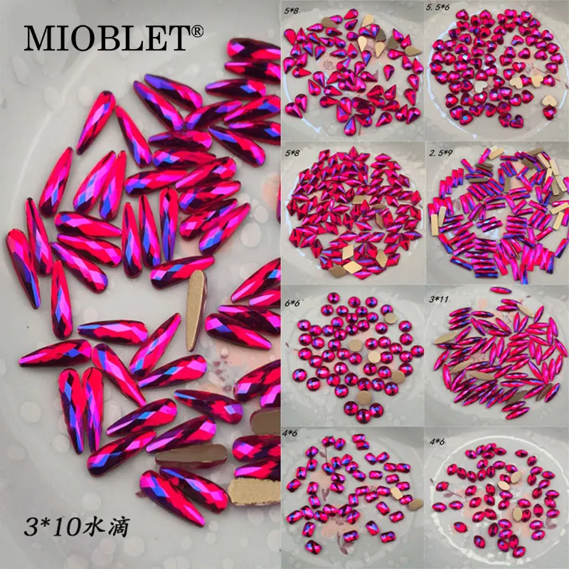 10 шт. блестящие красные стразы AB с плоским основанием для ногтей кристаллы сделай