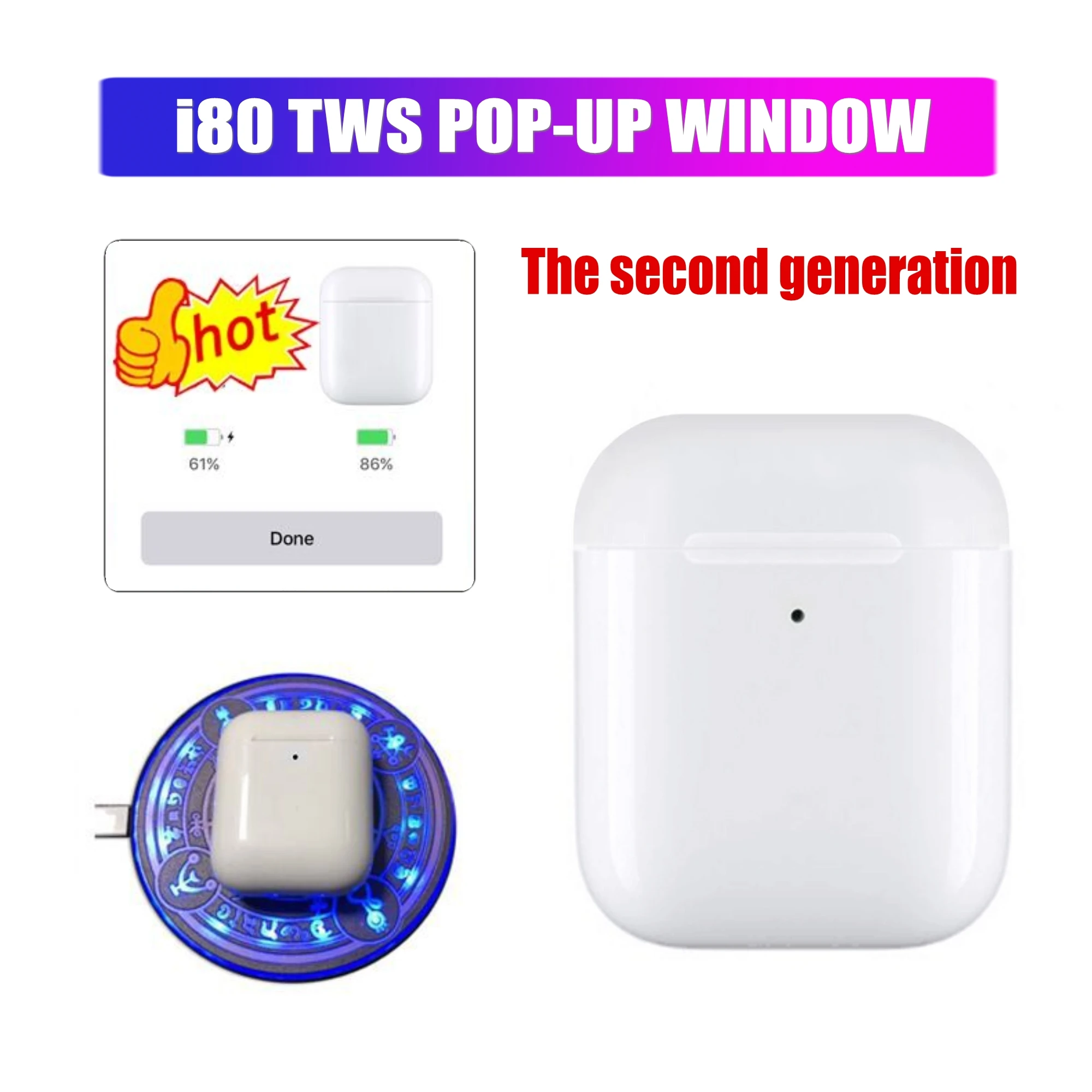Всплывающие i80 TWS 1:1 беспроводные bluetooth-наушники PK AP2 i10 i20 i60 i90 i100 i200 tws bass спортивные наушники для телефонов apple xiaomi