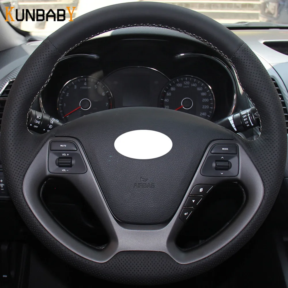 KUNBABY, черный кожаный чехол на руль из микро-волокна для Kia K3 2013 Kia K2 Kia Ceed Cee 'd 2013 Kia Cerato