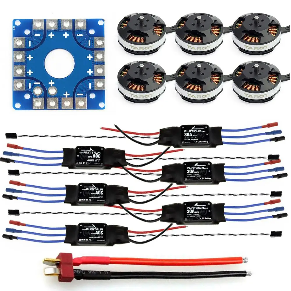 

Assembled Kit: 30A ESC + Tarot Motor + KK ESC Connection Board Connectors Plug Wire for 6-Aix Hexacopter