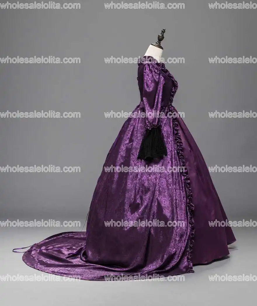 Женское бальное платье со шлейфом фиолетовое в стиле эпохи Возрождения ярмарка