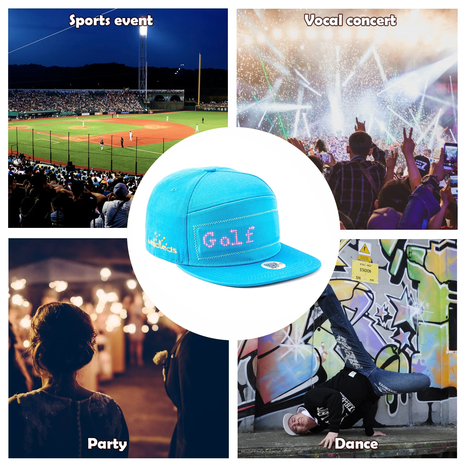 Светодиодный Bluetooth головной убор с питанием от аккумулятора программируемая