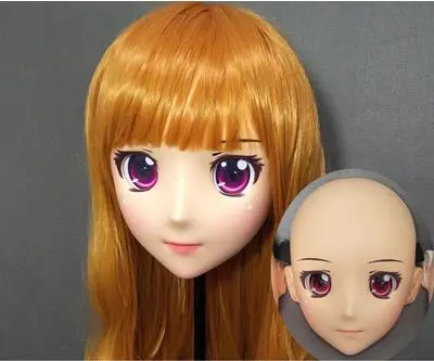 

(DM147) Female Sweet Girl Resin Half Head Kigurumi Mask With BJD Eyes Cosplay Japanese Anime Role Lolita Mask Crossdress Doll