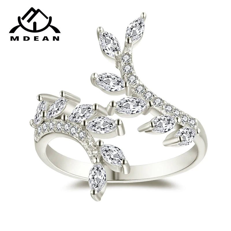 Женские кольца MDEAN из белого золота с фианитом AAA для помолвки и свадьбы размеры 6 7