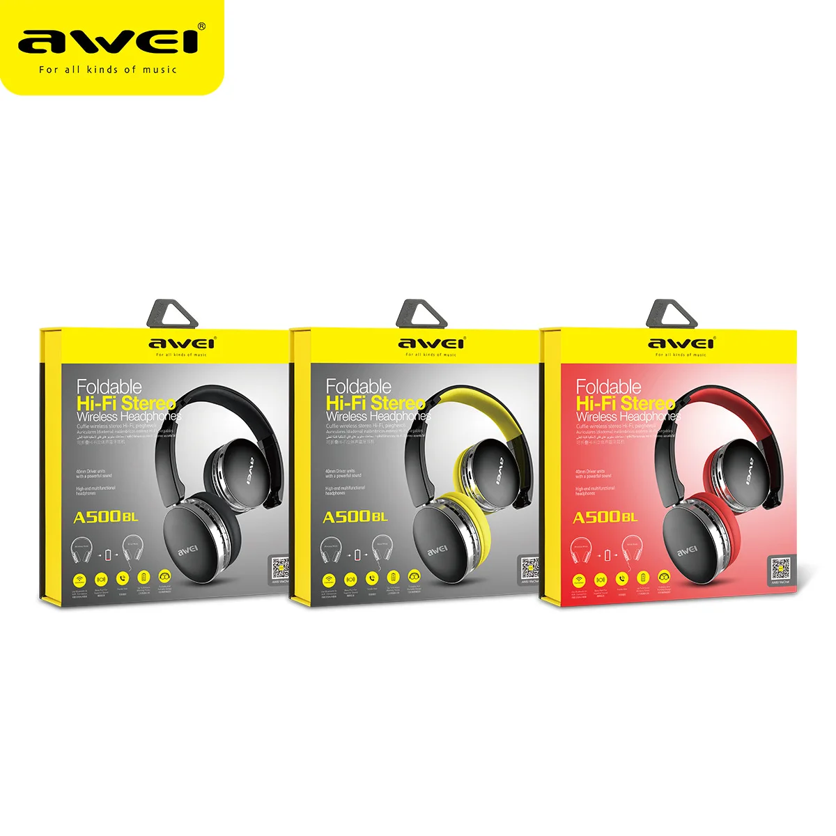 AWEI A500BL 2 в 1 складные Проводные/беспроводные bluetooth наушники стерео спортивные