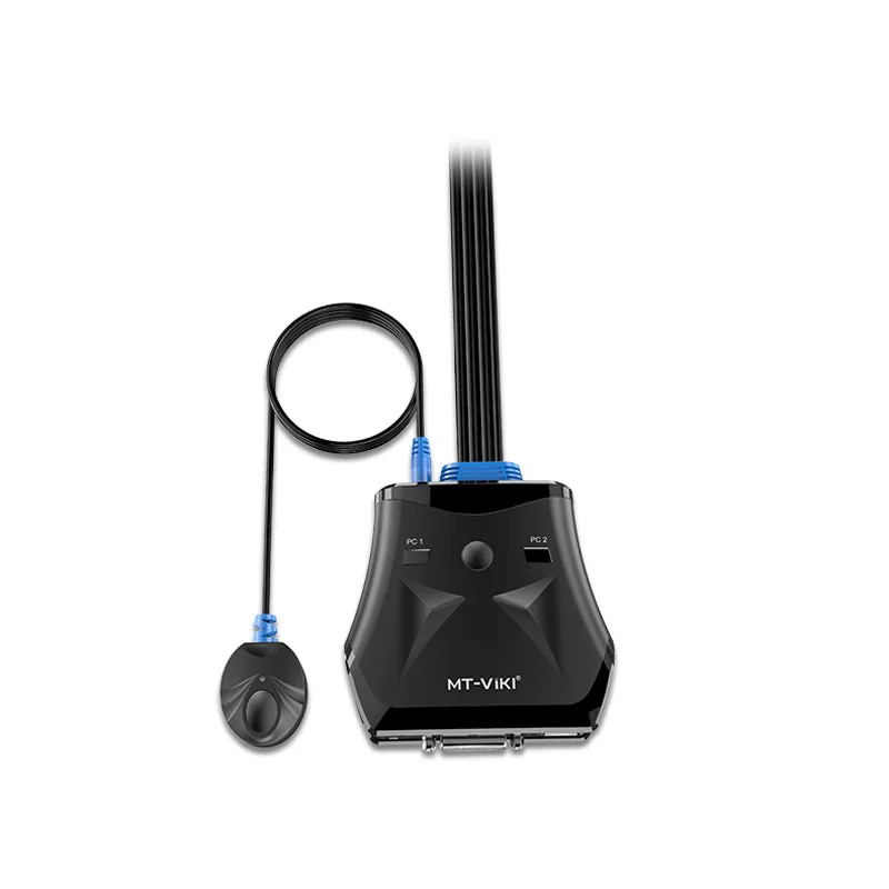Новый дизайн переключатель KVM DVI с 2 портами USB проводным умным ручным удлинителем