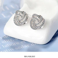 meyrroyu 925 sterling silver japanese and korean style geometric earrings zircon crystal fashion ladies engagement jewelry