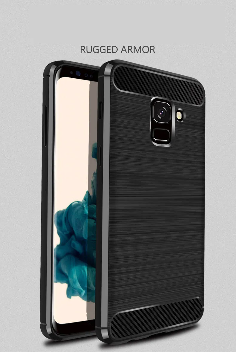 Для Samsung Galaxy A8 2018 чехол из углеродного волокна для Plus Задняя накладка чехла ТПУ