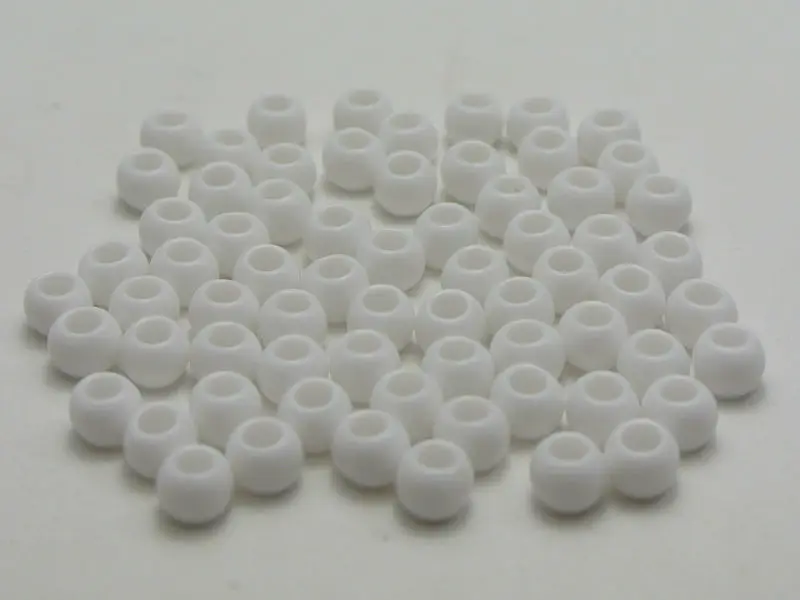 

500 White Color Acrylic Round Pony Beads 6X4mm for Kids Craft Kandi Bracelet