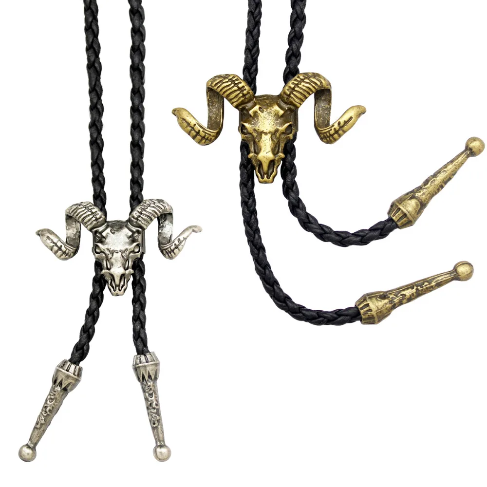Мужской кожаный галстук с серебряным покрытием и черепом|western jewelry|men jewelryjewelry men |