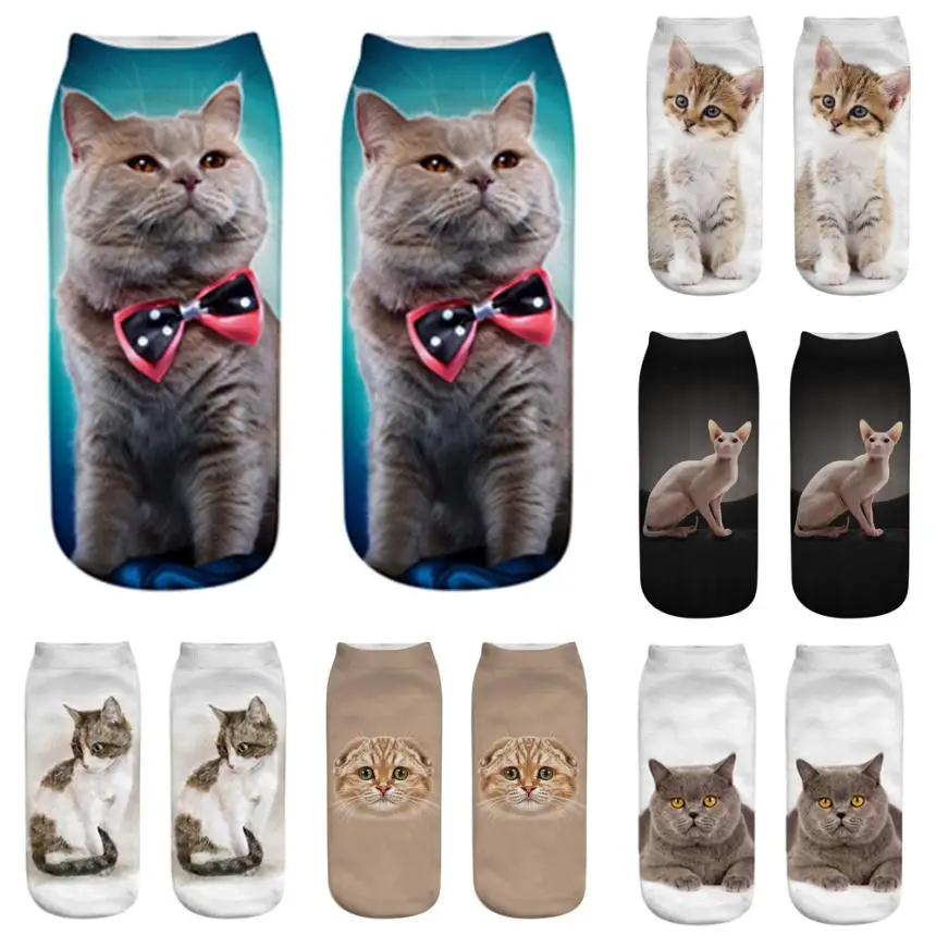 NEW Fashion Cute Casual Cotton Socks 3D Printing Medium Cartoon High Quality Comfortable Soft Sock Flawless Chaussette | Женская одежда