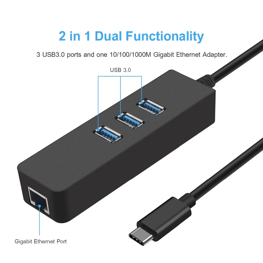 Хаб с гигабитным Ethernet адаптером для Macbook Pro Dell XPS Lenovo Yoga 910 HP Spectre x360 USB Type C хаб сети