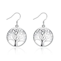 free shipping marked hot silver color women lady retro tree of life wedding party earring jewelry best gift e738