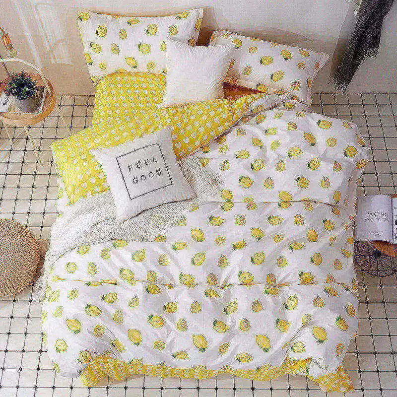 2TJ-61016-007 Lemon 4 шт. для девочки, мальчика, ребёнка, Комплект постельного белья, пододеяльник для взрослых и детей, простыни и наволочки, одеяло, Комплект постельного белья 2TJ-61016 - Цвет: 2TJ-61016-007