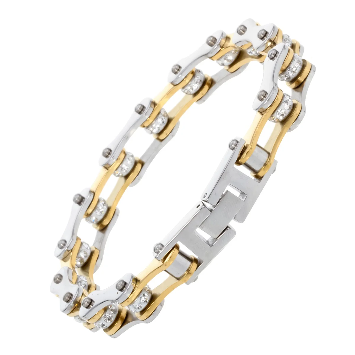 D024 Для женщин из нержавеющей стали цепь браслет Байкер Heavy Jewelry подарки на день рождения для мамы ее жена подруга дочерей D022 8.5" - Окраска металла: D024