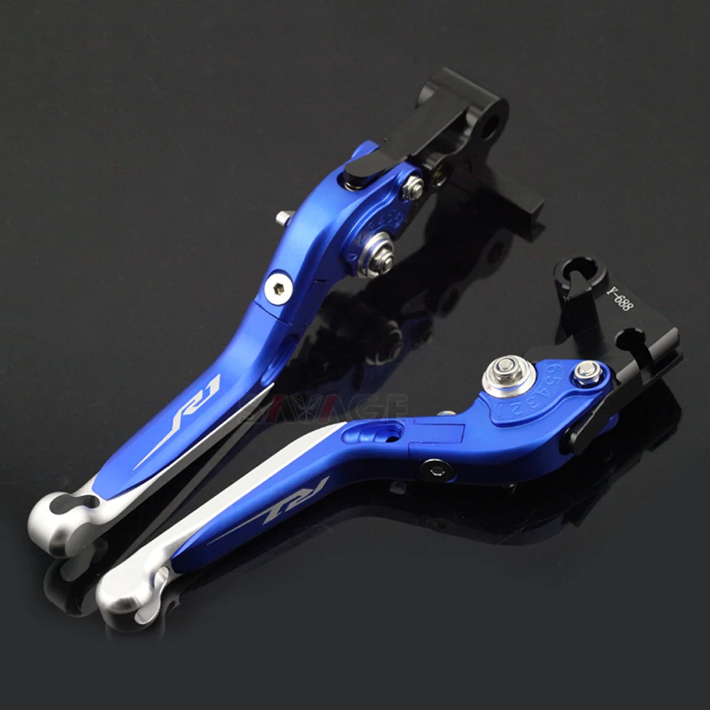 Brake Clutch Lever For YAMAHA YZFR1 YZF-R1/R1M/R1S 2015 2016 2017 Blue Motorcycle Adjustable Folding Extendable Logo R1 | Автомобили и