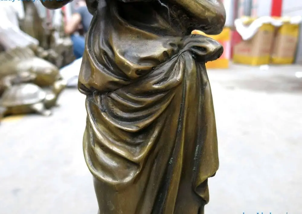 28 &quotКитайская латунная медная резная красивая женская скульптура статуя|Статуи