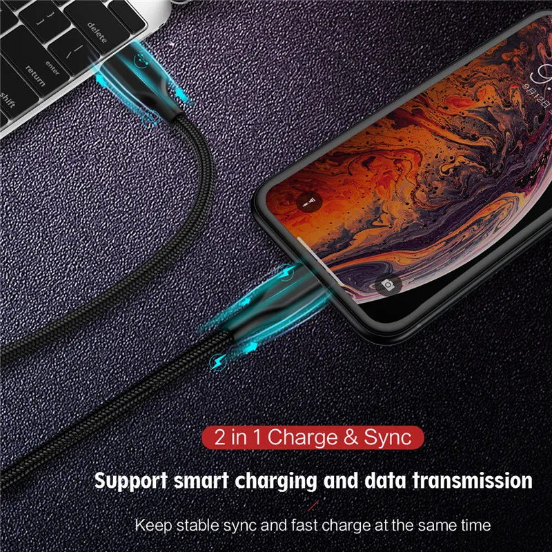 Нейлоновый Плетеный usb-кабель ROCK для iPhone Xs Max кабель Micro USB быстрой зарядки Samsung Xiaomi