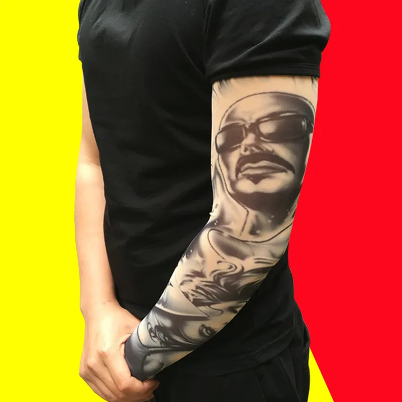 Одна штука Татуажный рукав Рукав из нейлона эластичный Поддельные временные рукавицы-чулки Татуировка для стильных мужчин и женщин Бесплатная доставка.