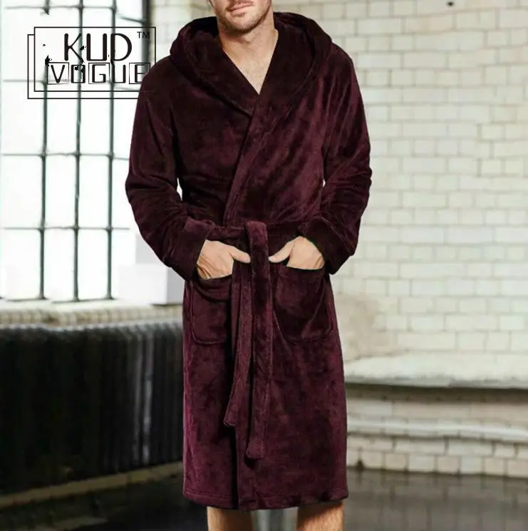 Мужская зимняя плюшевая удлиненная шаль халат Домашняя одежда с длинными