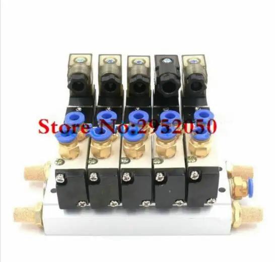 Airtac 5 Way 4V110 06 со светодиодным индикатором Quintuple электромагнитные СОЛЕНОИДНЫЕ