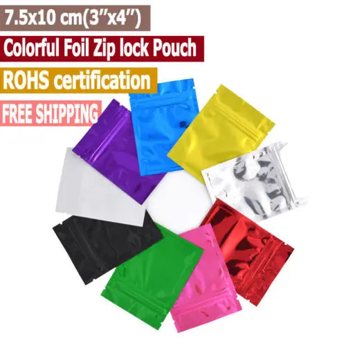 100 шт. разноцветные мешочки из фольги на молнии пакеты для хранения продуктов