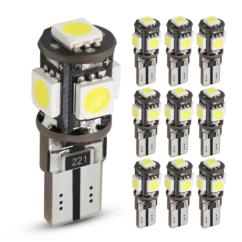 10 шт. LED T10 Canbus 5 SMD 5050 194 168 без Ошибок W5W canbus OBC ошибок Автомобильный источник света