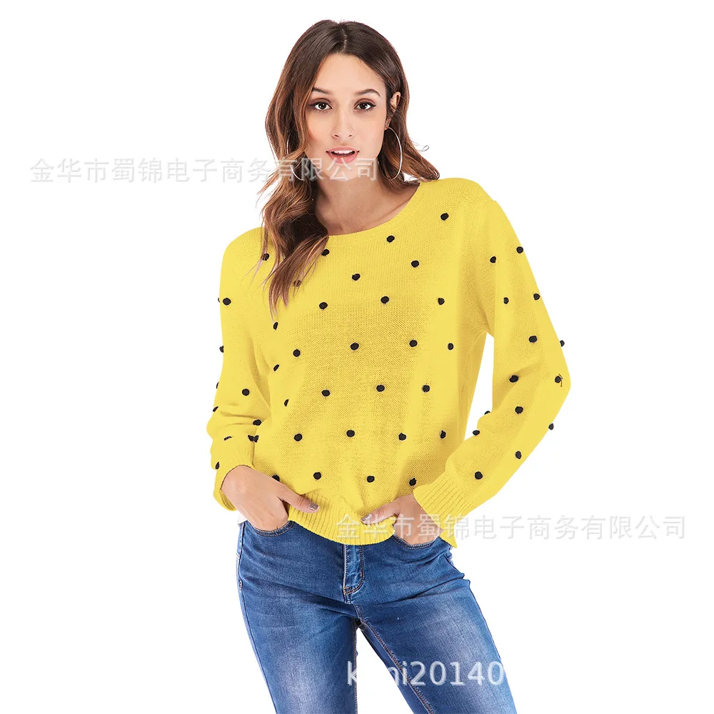 S-XL o neck long sleeve sweater autumn winter dot knitted casual leisure brand christmas | Женская одежда