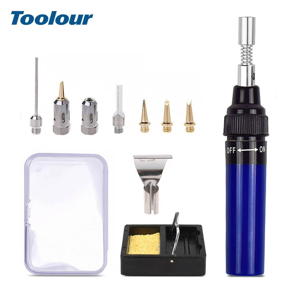 Набор аккумуляторных газовых паяльников Toolour 1300 Цельсия, мини сварочный фонарь, ручной инструмент, ручка для сварки, 8 мл, набор для сварки и пайки