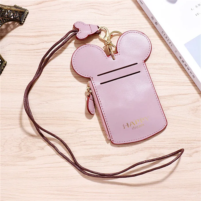 Purple Card Holder XZXBBAG из искусственной кожи Милая мышь большие уши кредитный держатель для карт кошелек женский многофункциональный чехол для ID карты мультфильм девушки держатель для карт - Цвет: Purple Card Holder