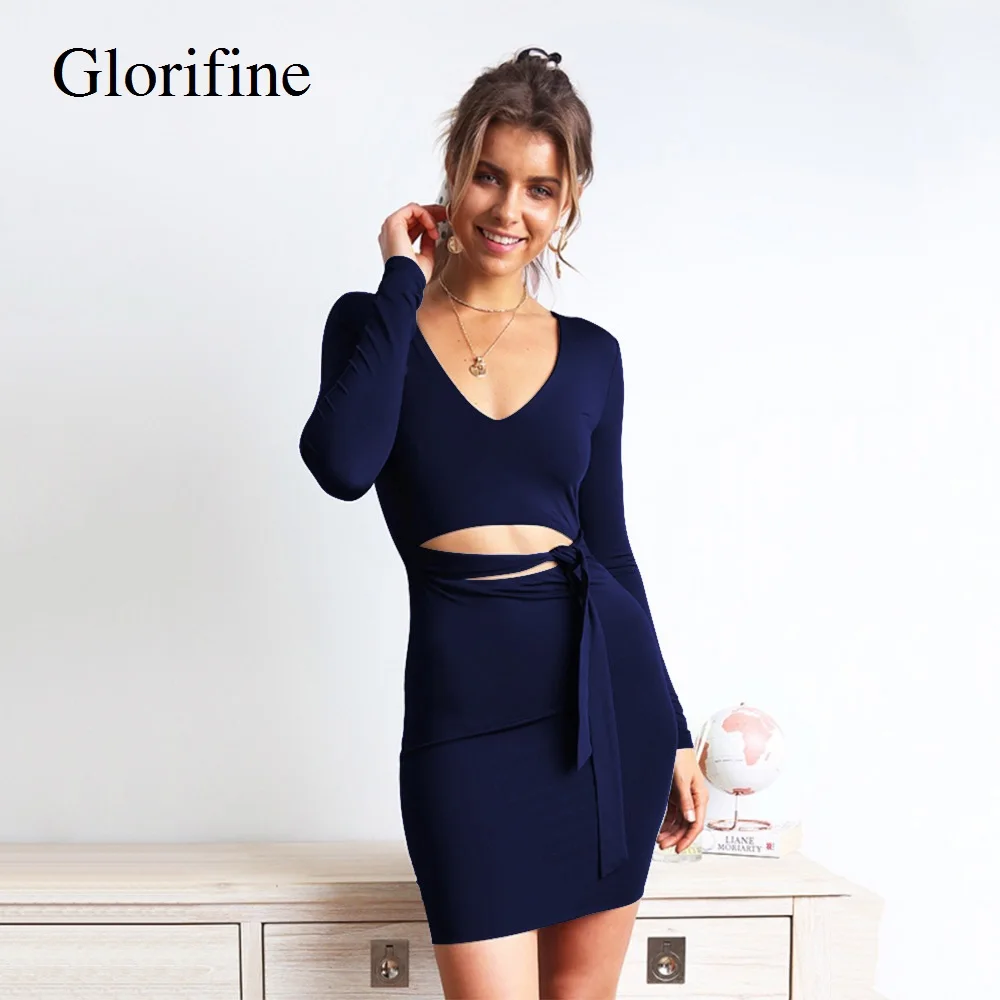 Женское облегающее платье с поясом Glorifine повседневное однотонное длинным