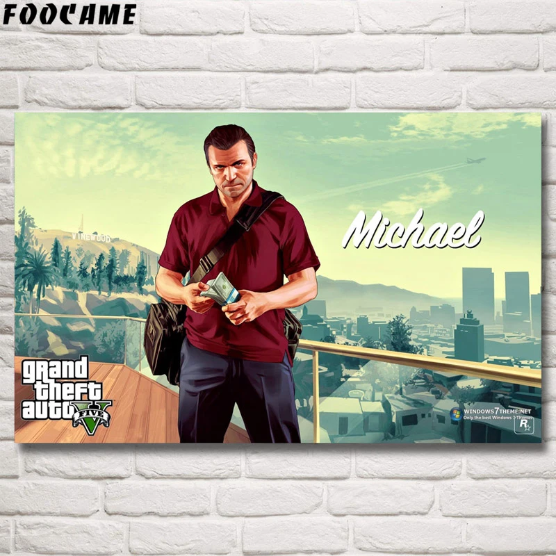 FOOCAME Grand Theft Auto V GTA 5 игровые плакаты и принты художественные шелковые картины, настенные декорации украшения спальни Картина гостиной