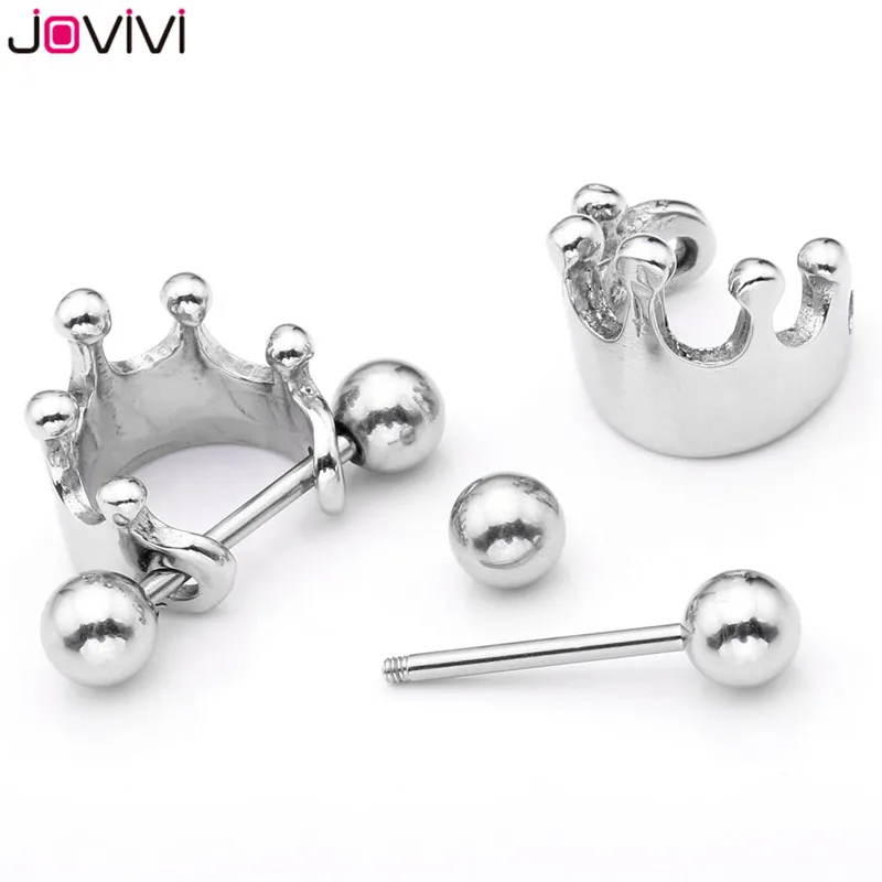 Серьги Jovivi в форме короны из нержавеющей стали 16 г Для Пирсинга Хряща обертывание