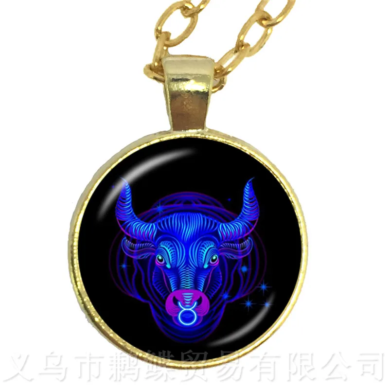 12 созвездия Зодиака Подвески Ожерелья стеклянный кабошон чокер цепь рыба Лев Рак