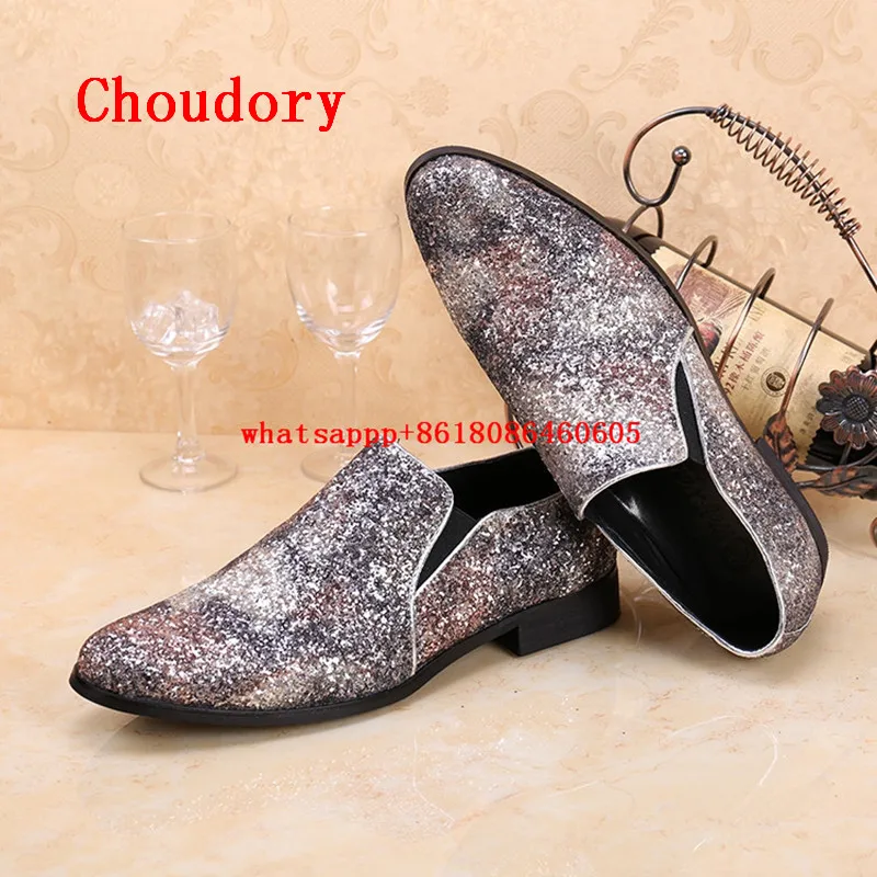 Мужские туфли Choudory из натуральной кожи на высоком каблуке лоферы разных цветов